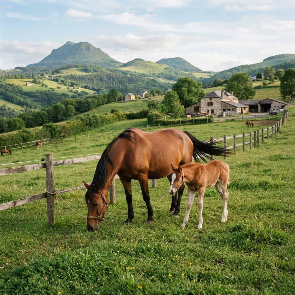 Élevage de chevaux au Puy Bouillard, Chazemais